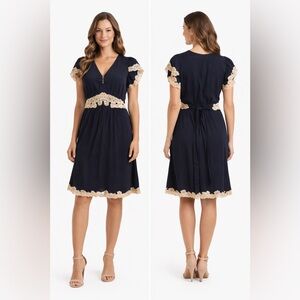 Betsey Johnson Dress w/ Beige Lace Trim SZ 8 Fits XS/S